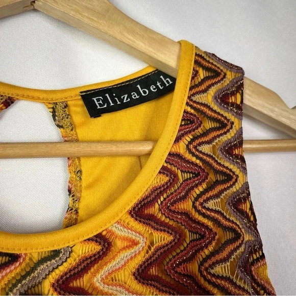Elizabeth Yellow & Red Chevron Sleeveless Knit Tank Top M - Picture 4 of 4